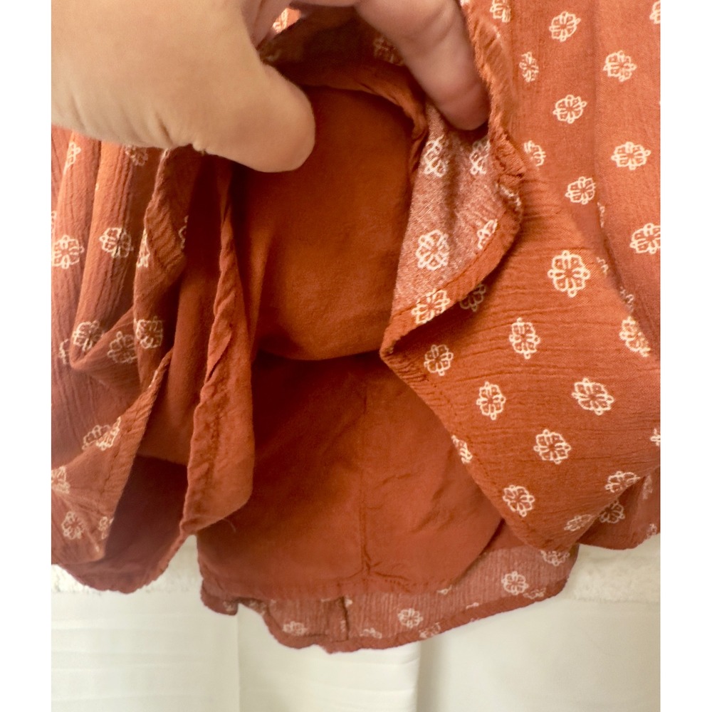 Daytrip Rust Orange Floral Print Cami Tank Top T-Strap Back Boho Rayon Small - Picture 4 of 8